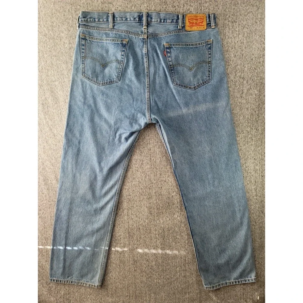 Levi's 505 Jeans Mens 42x32 Light Wash Regular Fit Straight Leg Blue Denim